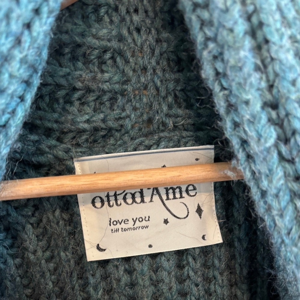 Ottod'Ame Teal Alpaca Wool Blend Ribbed Open Cardigan Duster Sweater US 8 - Picture 3 of 12
